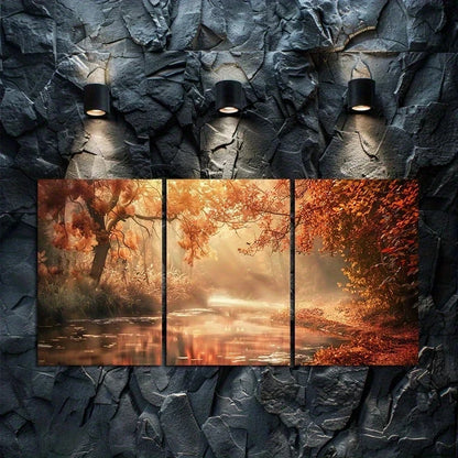 3pcs Mystical Autumn Landscape Metal Print Ready to Hang Art
