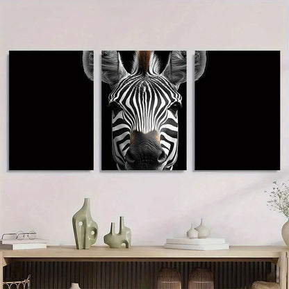 3pcs Vintage Zebra Wild Animal Metal Print Ready to Hang Art