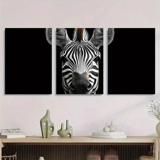 3pcs Vintage Zebra Wild Animal Metal Print Ready to Hang Art