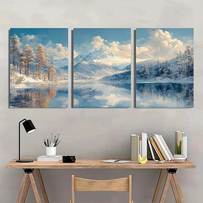 3pcs Snowy Mountain Landscape Japanese Ukiyo-e Metal Print Ready to Hang Art