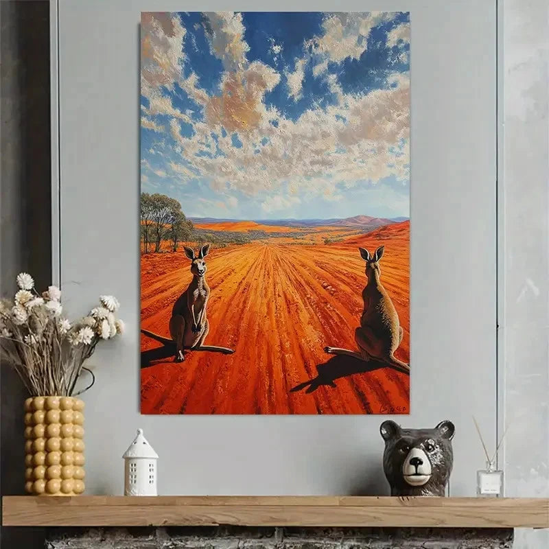 Kangaroo Outback Nature Scene Art Australia Poster 40x60cm Metal Print Ready to Hang