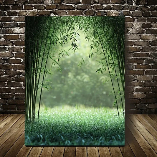 Serene Natural Scene with Sunlit Bamboo Stalks 40x60cm Metal Print Ready to Hang