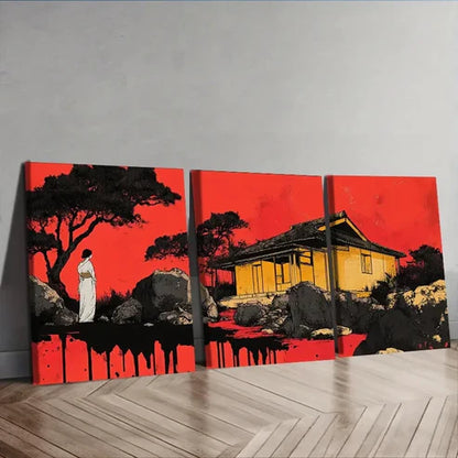 3pcs Ancient buildings, Wall Art Set Canvas Unframed - High Quality Print 100% Australian Made Wall Canvas