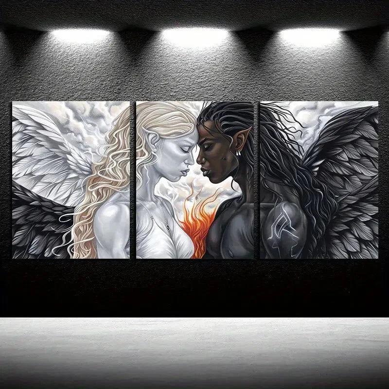 3pcs Modern Opposition Illustration Metal Print Ready to Hang Art