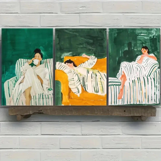 3pcs Art Suit-Bright Women's Rest Print Metal Print Ready to Hang Art