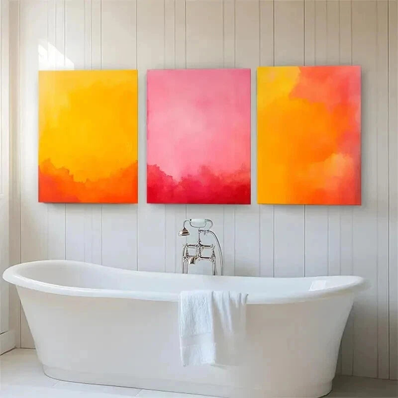 3pcs Abstract Watercolor Gradient Warm Perfect Wall Art Set Canvas Framed 40x60cm - High Quality Print 100% Australian Made Wall Canvas Ready to Hang