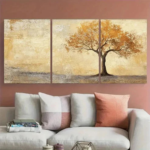 3pcs Textured Tree Nature Inspired Rustic Design Wall Art Canvas Unframed - High Quality Print 100% Australian Made Wall Canvas