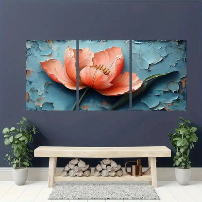 3pcs Pastel Variegated Oil Impasto Painting Metal Print Ready to Hang Art