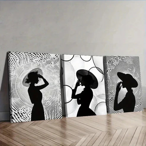 3pcs Elegant Silhouette Circular Patterns Wall Art Set Wall Art Canvas Unframed – High Quality Print 100% Australian Made Wall Canvas