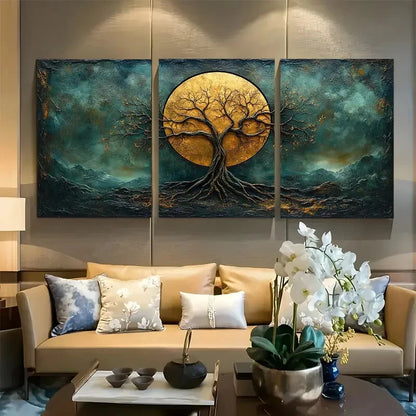 3pcs Mystical Nature Yggdrasil Tree of Life Metal Print Ready to Hang Art