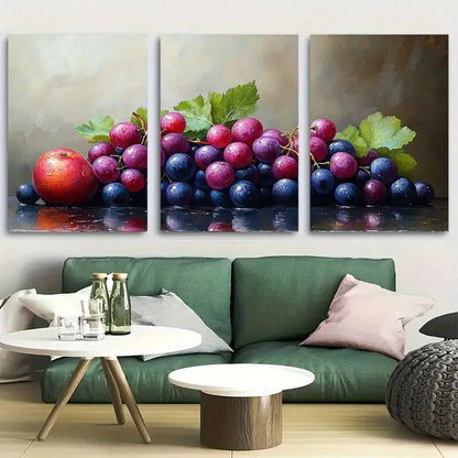 3pcs Still Life of Fruit Kitchen Design Metal Print Ready to Hang Art