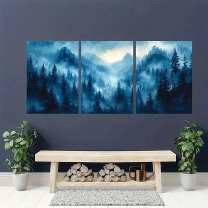 3pcs Blue Forest Prints Shoshone Landscape Metal Print Ready to Hang Art