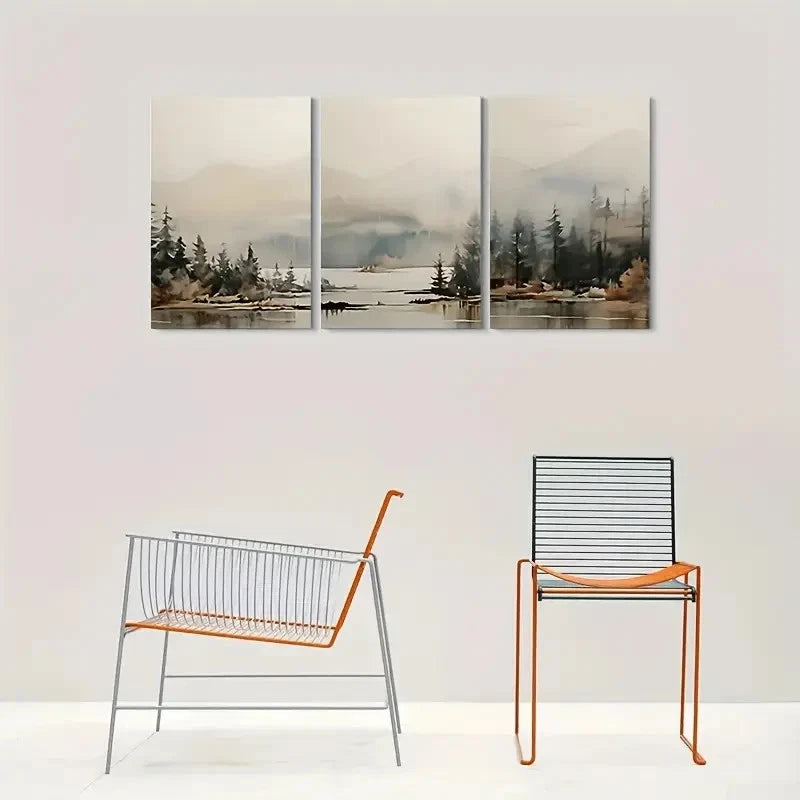 3pcs Abstract Nature Scene Painting Metal Print Ready to Hang Art