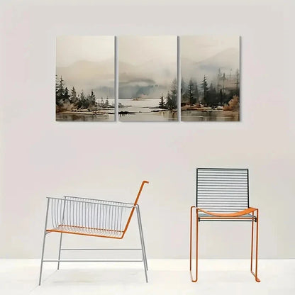 3pcs Abstract Nature Scene Painting Metal Print Ready to Hang Art