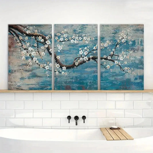 3pcs Flower Oil Painting Floral Artwork Metal Print Ready to Hang Art