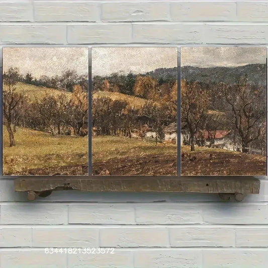 3pcs Unique Autumn Landscape Prints Metal Print Ready to Hang Art