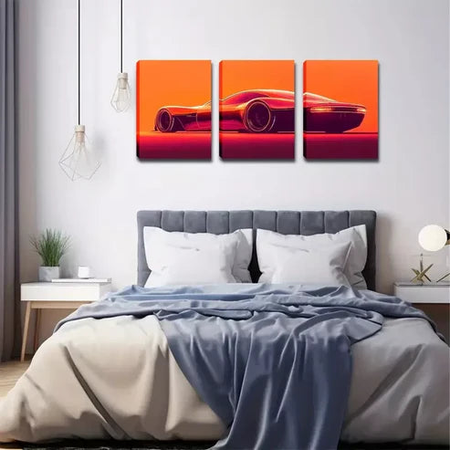 3pcs Future Car Wall Art Canvas Unframed - High Quality Print 100% Australian Made Wall Canvas