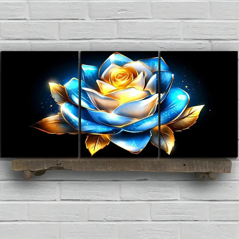 3pcs Painting Set Beautiful Roses Metal Print Ready to Hang Art