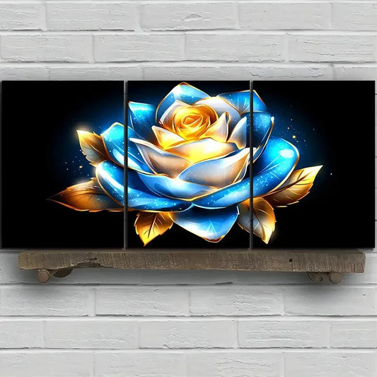 3pcs Painting Set Beautiful Roses Metal Print Ready to Hang Art