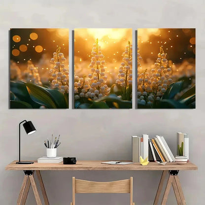 3pcs Lily of the Valley Nature-Inspired Art Metal Print Ready to Hang Art
