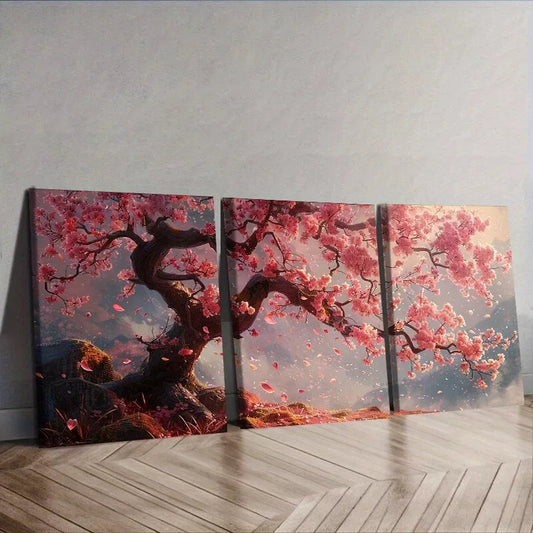3pcs Cherry Tree Flowers Nature Wall Art Set Canvas Framed 50x70cm -  High Quality Print 100% Australian Made Wall Canvas Ready to Hang - Bella Home Decor