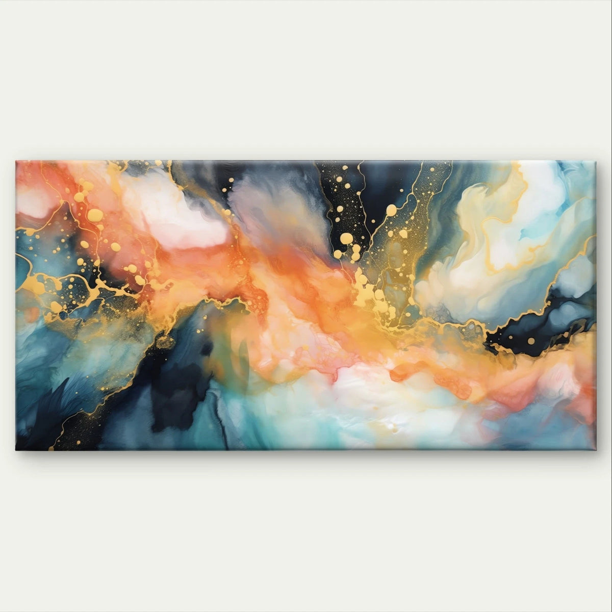 Modern Abstract Fiery Fluid Swirl Wall Art Canvas Office Home Framed 120x60cm