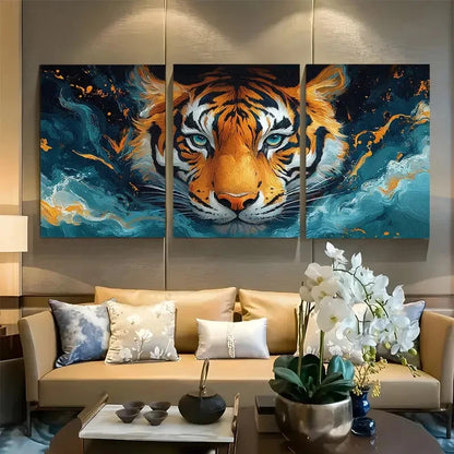 3pcs Trendy Tiger Animal Metal Print Ready to Hang Art