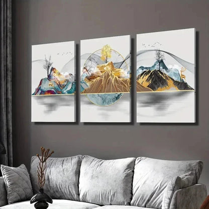 3pcs Featuring Elk Money Tree And Mountains Wall Art Set Canvas Framed 40x60cm - High Quality Print 100% Australian Made Wall Canvas Ready to Hang