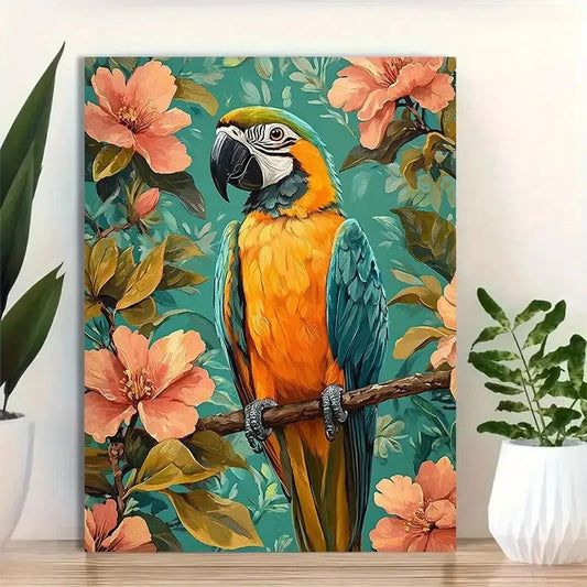 Beautiful Vibrant Tropical Bird Portrait Painting 40x60cm Metal Print Ready to Hang