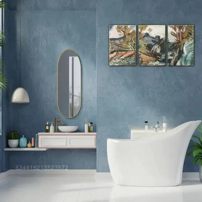 3pcs Versatile Wall Decor Oil Painting Style Metal Print Ready to Hang Art