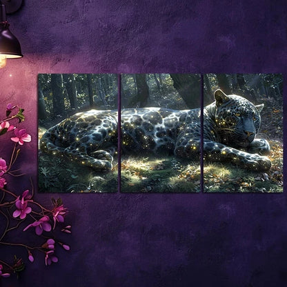 3pcs Charming Crystal Jaguar Metal Print Ready to Hang Art