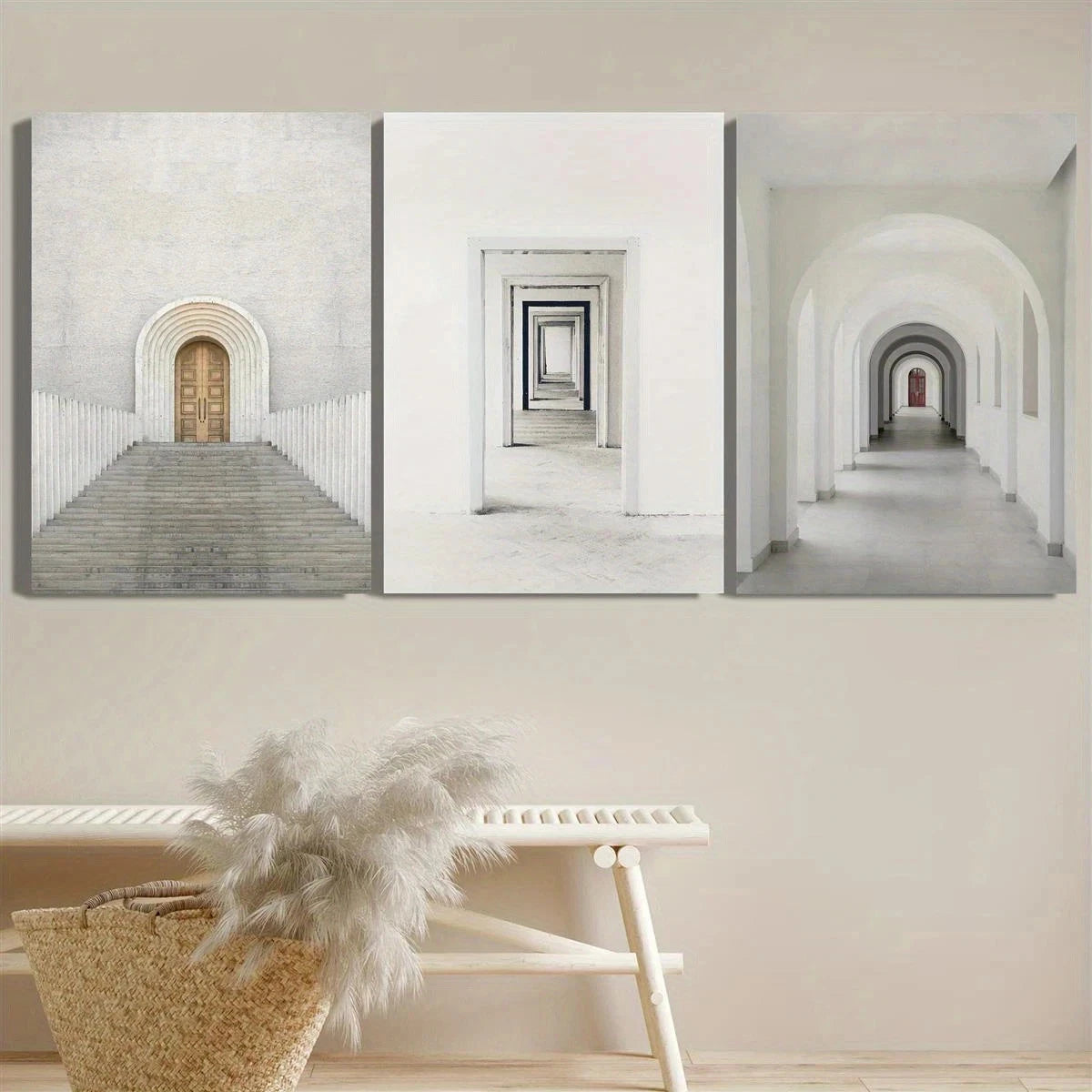 3pcs Architecture Doorway Cityscape Metal Print Ready to Hang Art