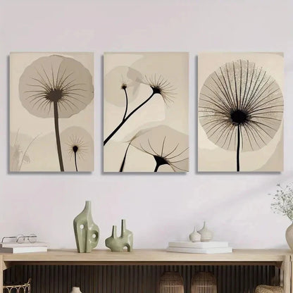 3pcs Art Deco Botanical Line Art Ink Floral Metal Print Ready to Hang Art