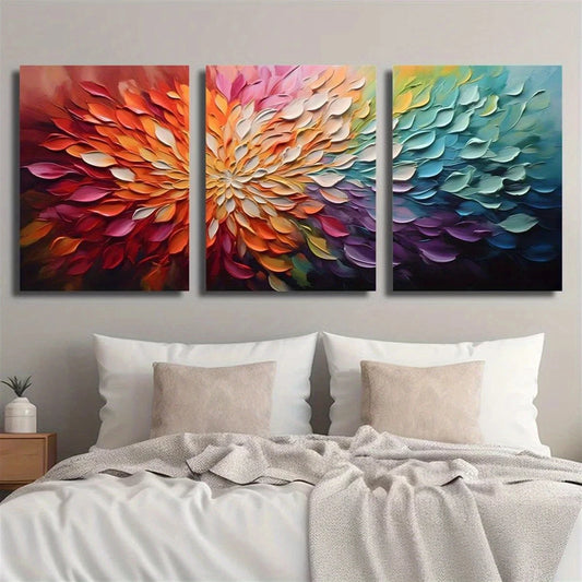 3pcs Colorful Blooming Flowers & Plants Metal Print Ready to Hang Art