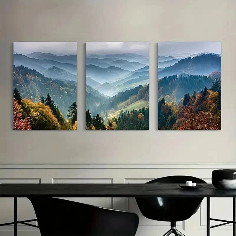 3pcs Nature Landscape Painting Metal Print Ready to Hang Art