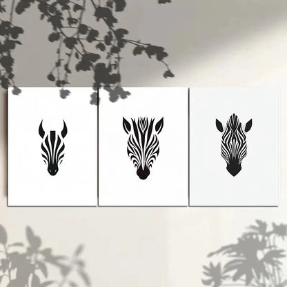 3pcs Zebra Black &amp; White Bold Lines Metal Print Ready to Hang Art