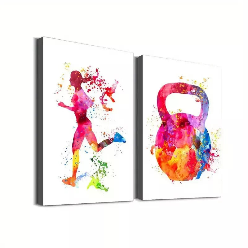 2pcs Artistic Sports Modern Classic Color Splashes Framed 50x75cm - High Quality Print 100% Australian Made Wall Canvas Ready to Hang
