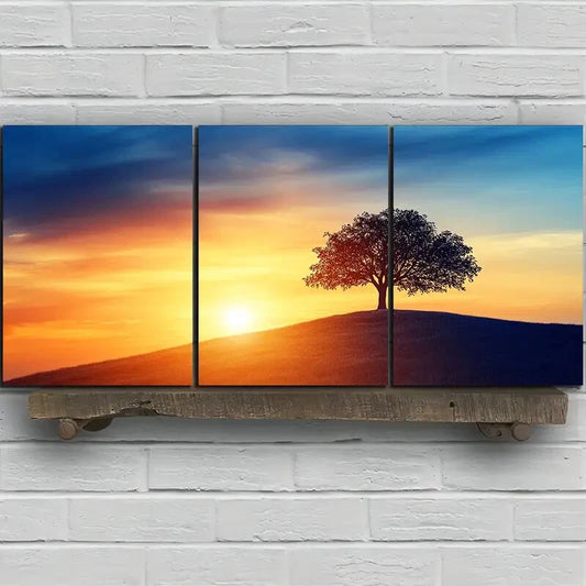 3pcs The Hill at Sunrise Series Metal Print Ready to Hang Art