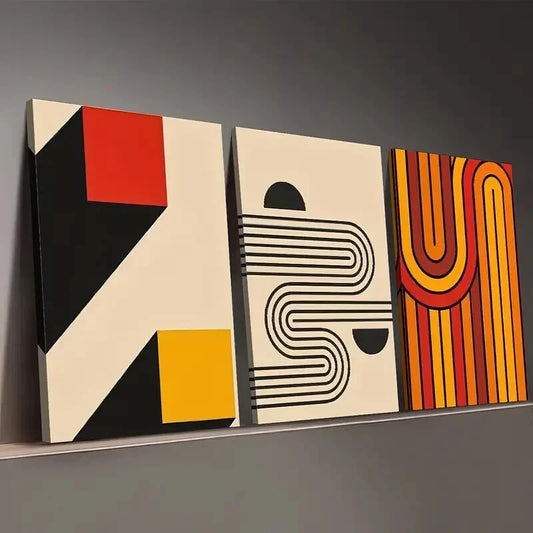 3pcs Bohemian Modern Fashion Line Perfect Wall Art Set Canvas Framed 40x60cm - High Quality Print 100% Australian Made Wall Canvas Ready to Hang