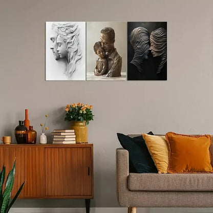 3pcs Vintage Father & Son Texture Metal Print Ready to Hang Art
