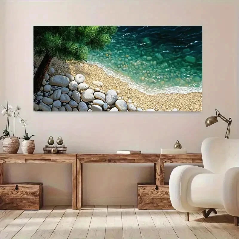 Modern Beach Pristine Sea wall canvas office home room framed 120x60cm - Bella Home Decor