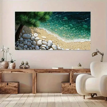Modern Beach Pristine Sea wall canvas office home room framed 120x60cm - Bella Home Decor