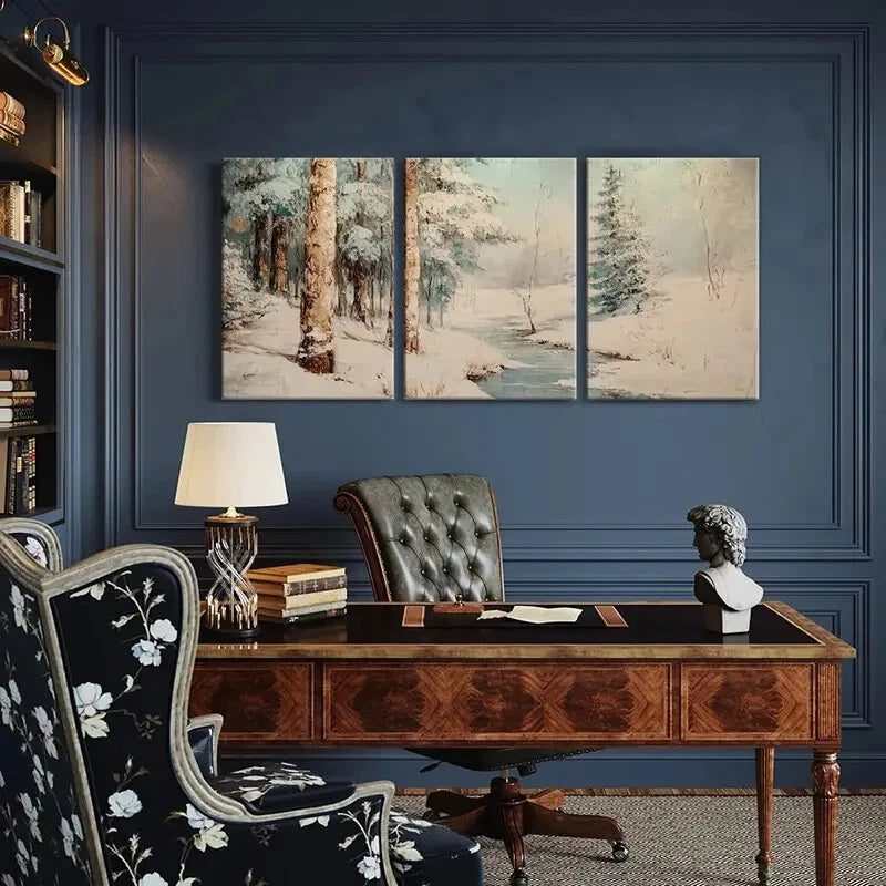 3pcs Winter Forest Snowscape Art Landscape Metal Print Ready to Hang Art