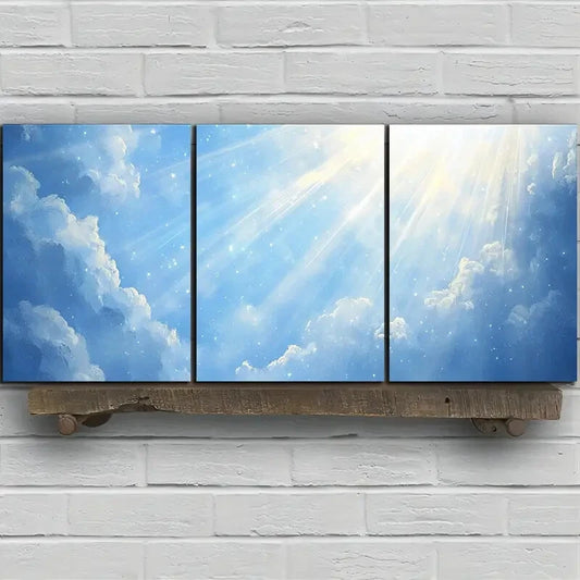 3pcs Painting Set Beautiful Sky Metal Print Ready to Hang Art