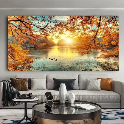Rustic Sunset Scenery wall canvas office home room framed 120x60cm