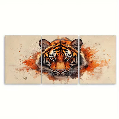 3pcs Wild Tiger Beautiful Big Cat Illustration Metal Print Ready to Hang Art