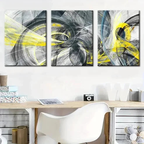 3pcs Featuring Abstract Colorful Line Wall Art Set Canvas Unframed - High Quality Print 100% Australian Made Wall Canvas