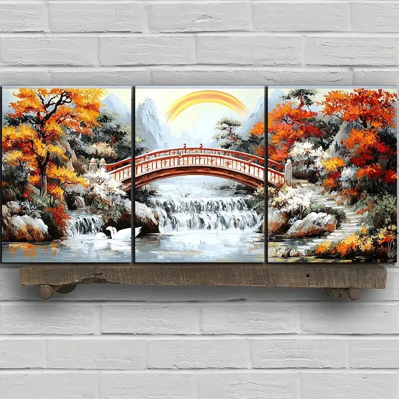 3pcs The Bridge Under The Rainbow Metal Print Ready to Hang Art