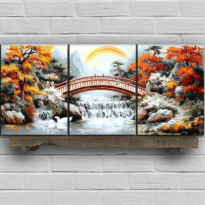 3pcs The Bridge Under The Rainbow Metal Print Ready to Hang Art