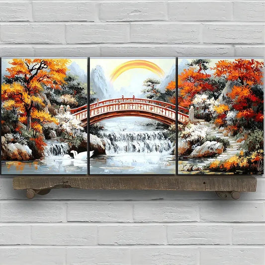 3pcs The Bridge Under The Rainbow Metal Print Ready to Hang Art